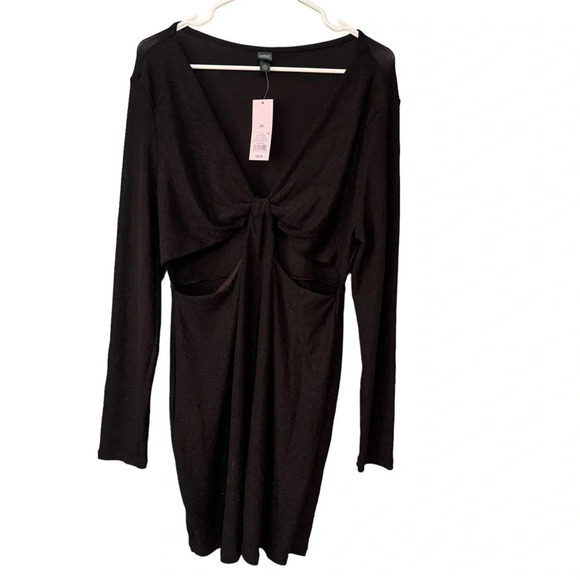 ✨3/$20✨ Wild Fable Black Shimmer Long Sleeve Cut Out Lurex Bodycon NWT Dress XXL - Picture 13 of 13